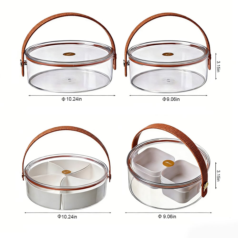 🍽️ Portable Divided Snack Tray with Lid & Handle