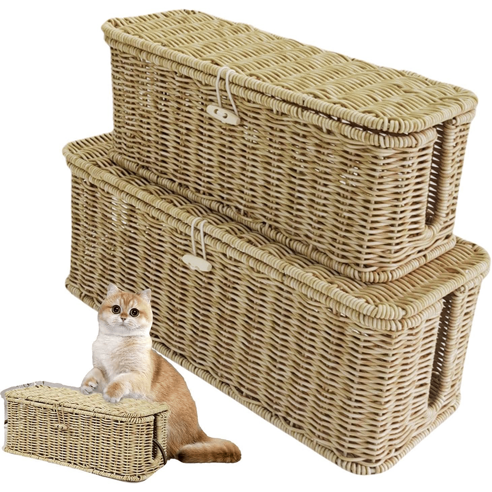 Handwoven Rattan Cable Management Box