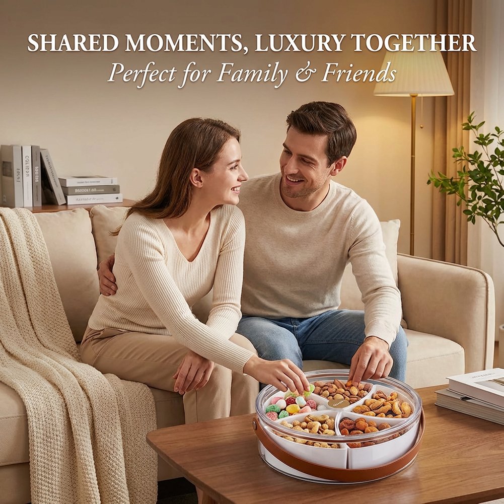 🍽️ Portable Divided Snack Tray with Lid & Handle