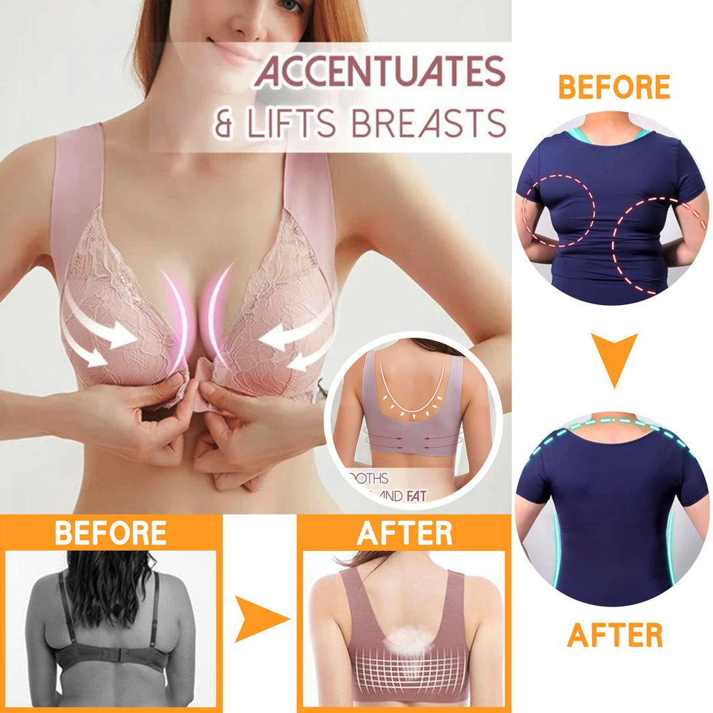 LAST DAY 49% OFF-Bra For Women Front Closure 5D Beauty Back Sports Comfy Bra