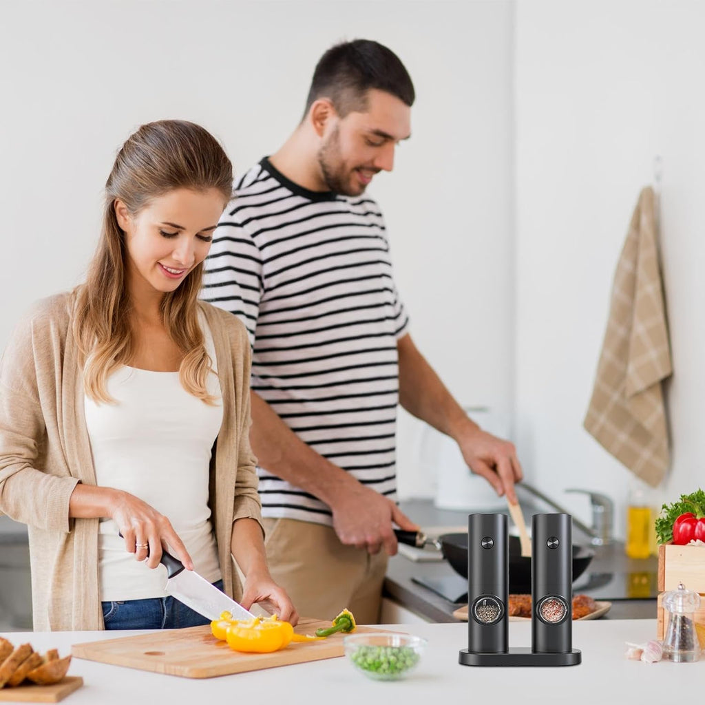One-Touch Seasoning Masters: Electric Salt and Pepper Mill Set