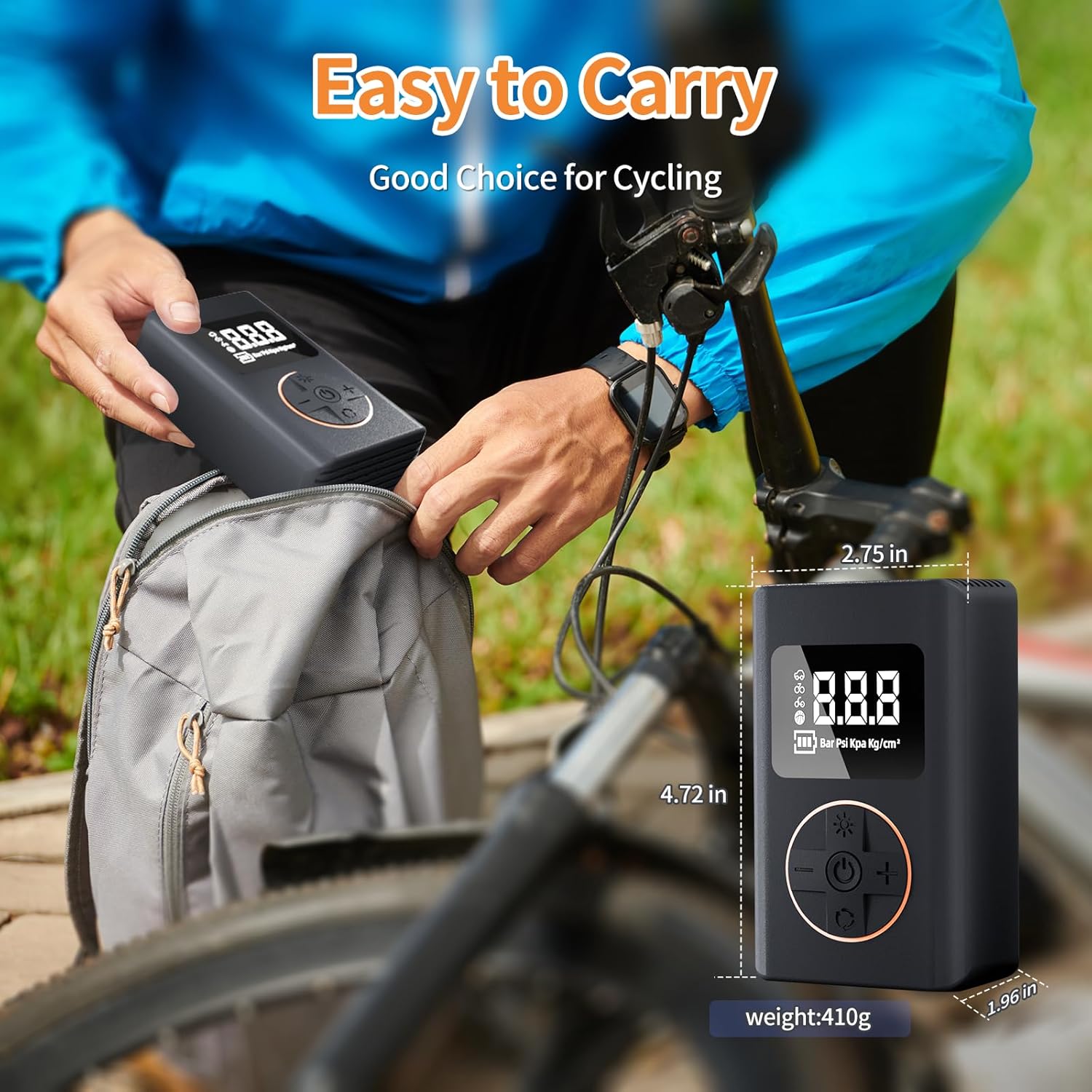 Portable Electric Air Pump with Digital Pressure Gauge
