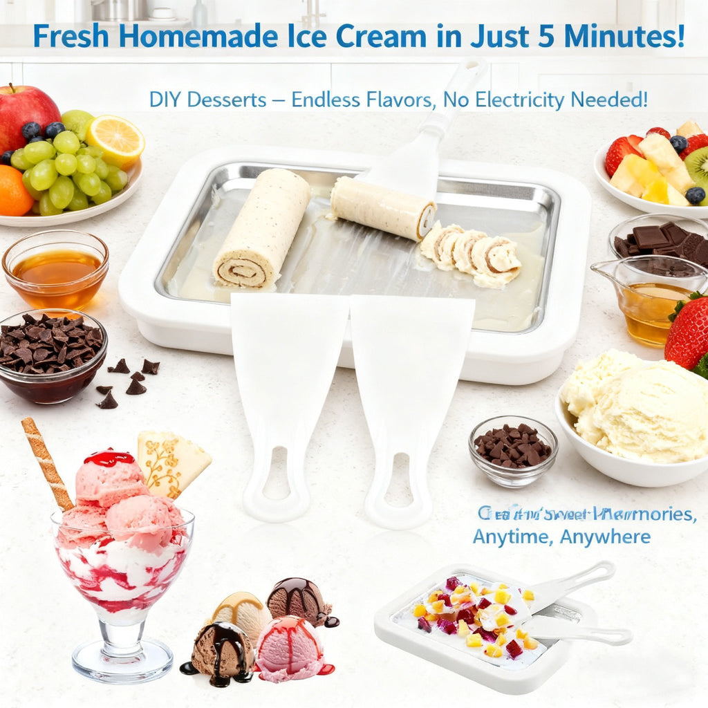 🍦 Ice Cream Roller Tray with Scrapers – The Ultimate DIY Dessert Maker!