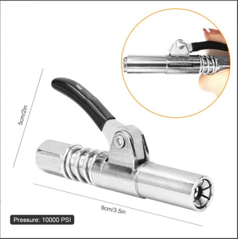 Strong Lock on Grease Couplers with Spring Flex Hose