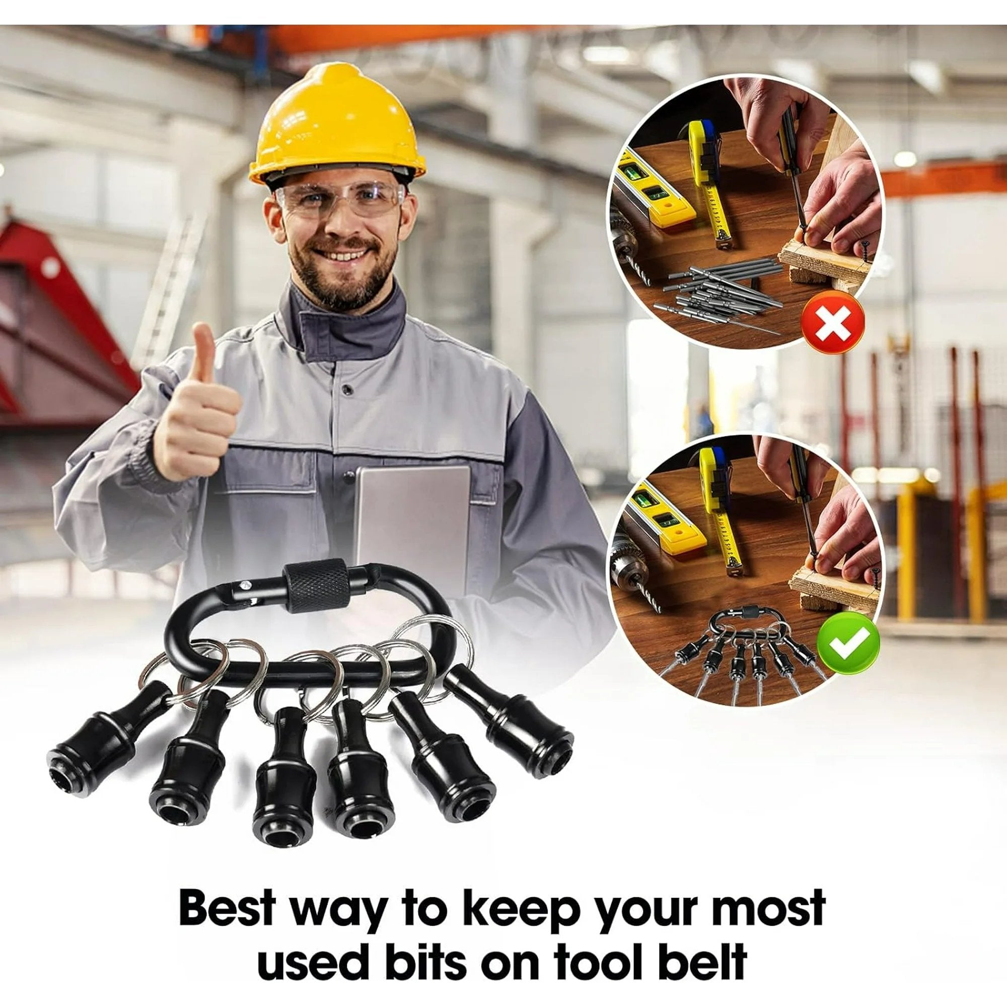 Portable 1/4 Inch Bit Holder Keychain