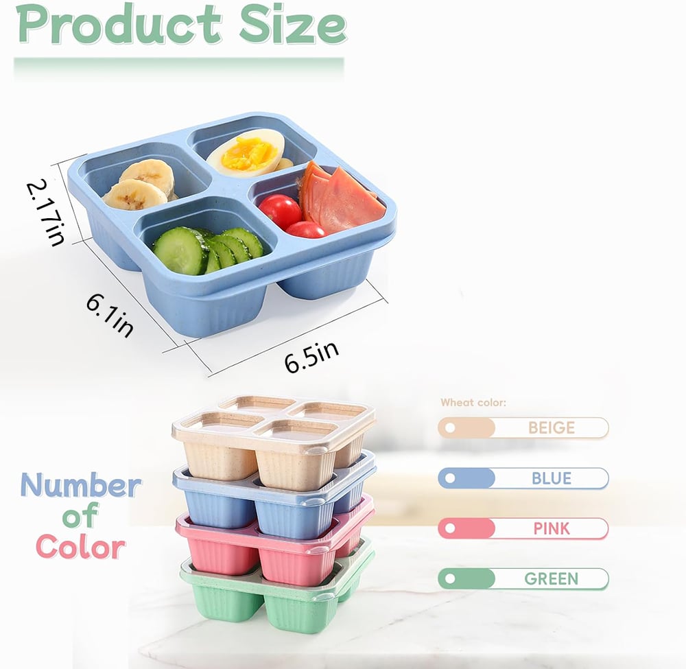 BENTO LUNCH BOX 4-COMPARTMENT MEAL PREP CONTAINER