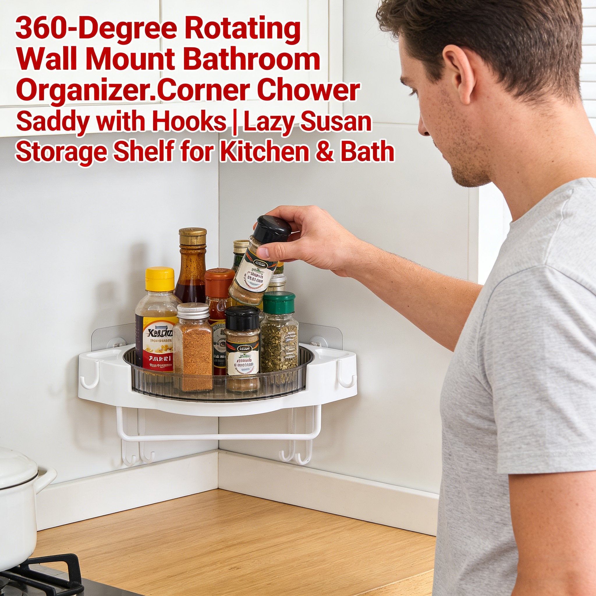 🚿 360-Degree Rotating Wall Mount Bathroom Organizer