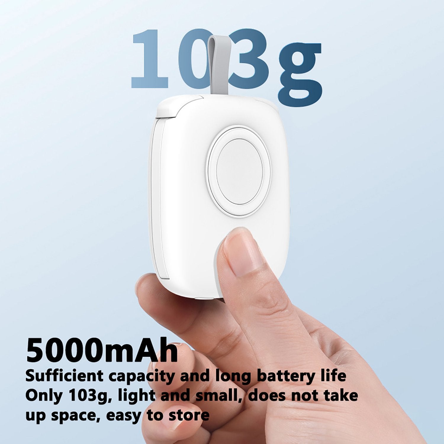 Portable Charger- 5000mAh Portable Charger Power Bank with Built-in Cables