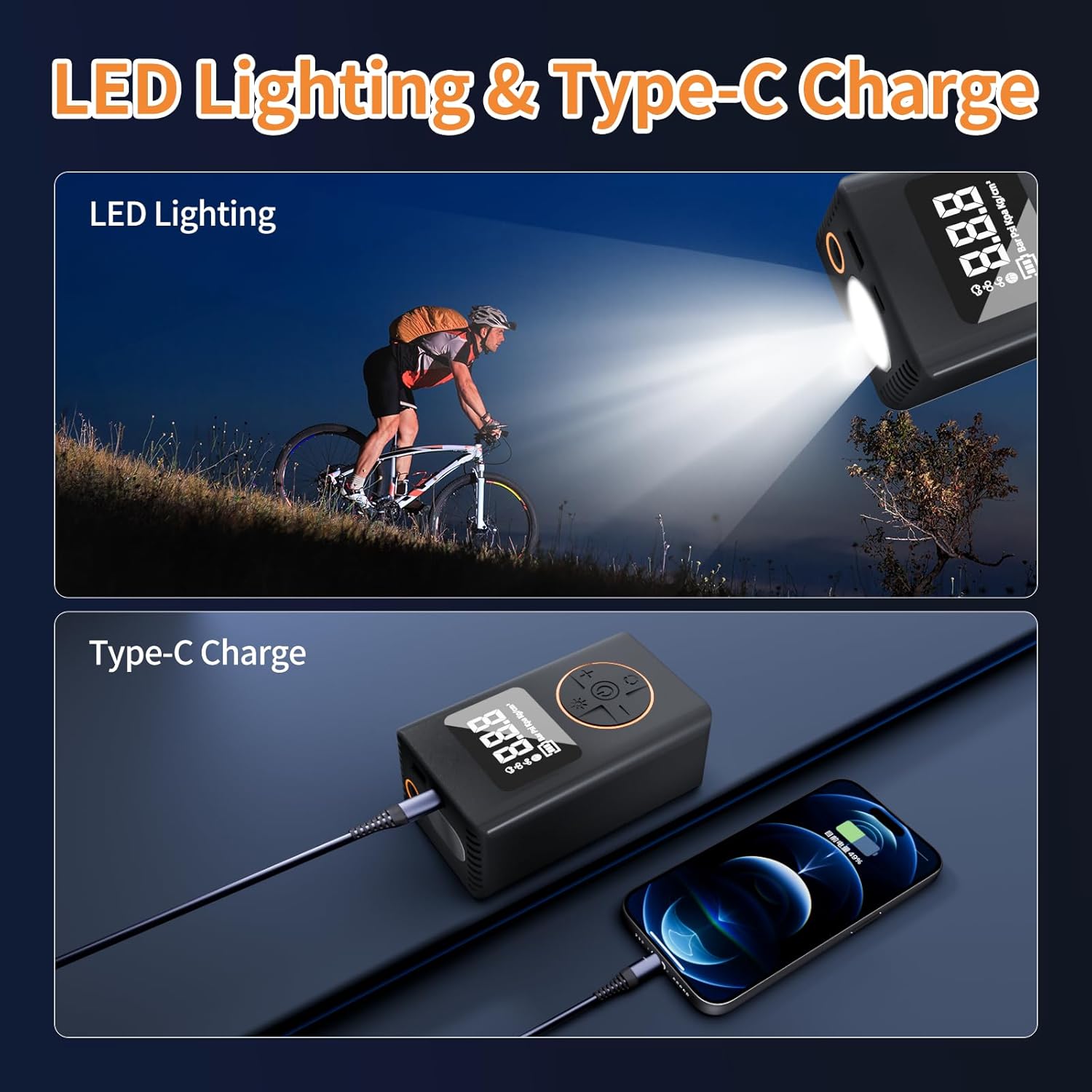 Portable Electric Air Pump with Digital Pressure Gauge