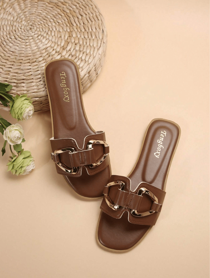 New Arrival: Women's Slip-On Flat Sandals with Metal Buckle – Perfect for Spring & Summer!
