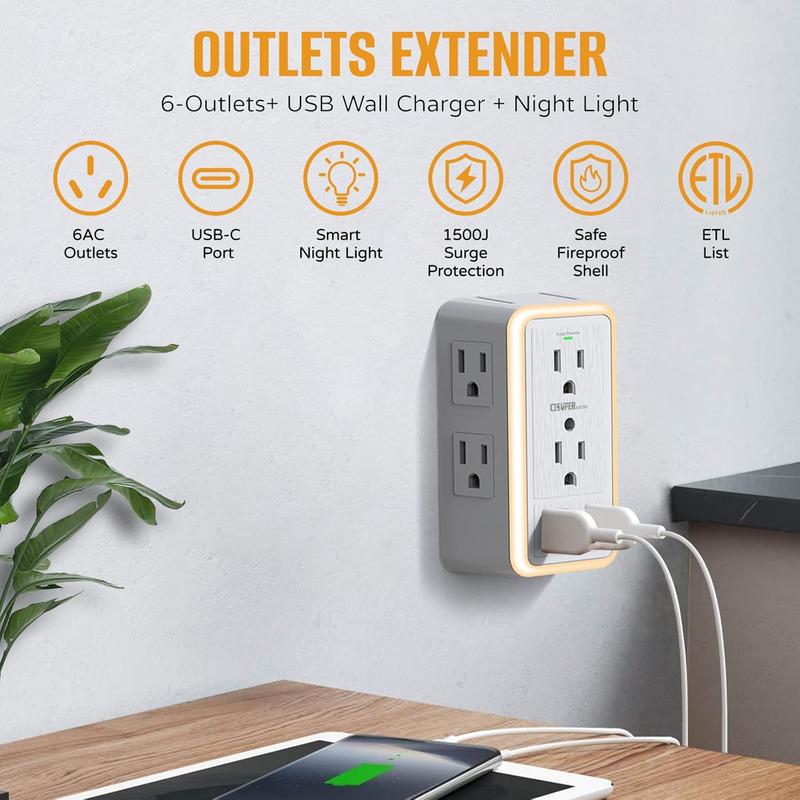 Outlet Extender, 3-Sided Power Strip, (5V 3.4A)