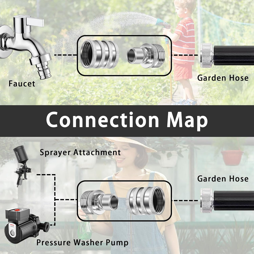 💧Stainless Steel Garden Hose Quick Connect Fittings Set