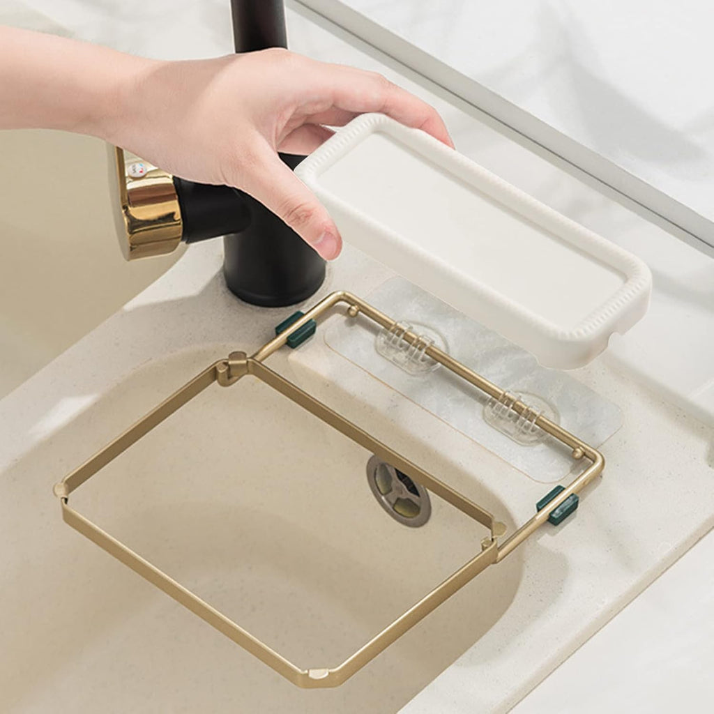 Triangular Corner Sink Organizer with Hanging Hooks