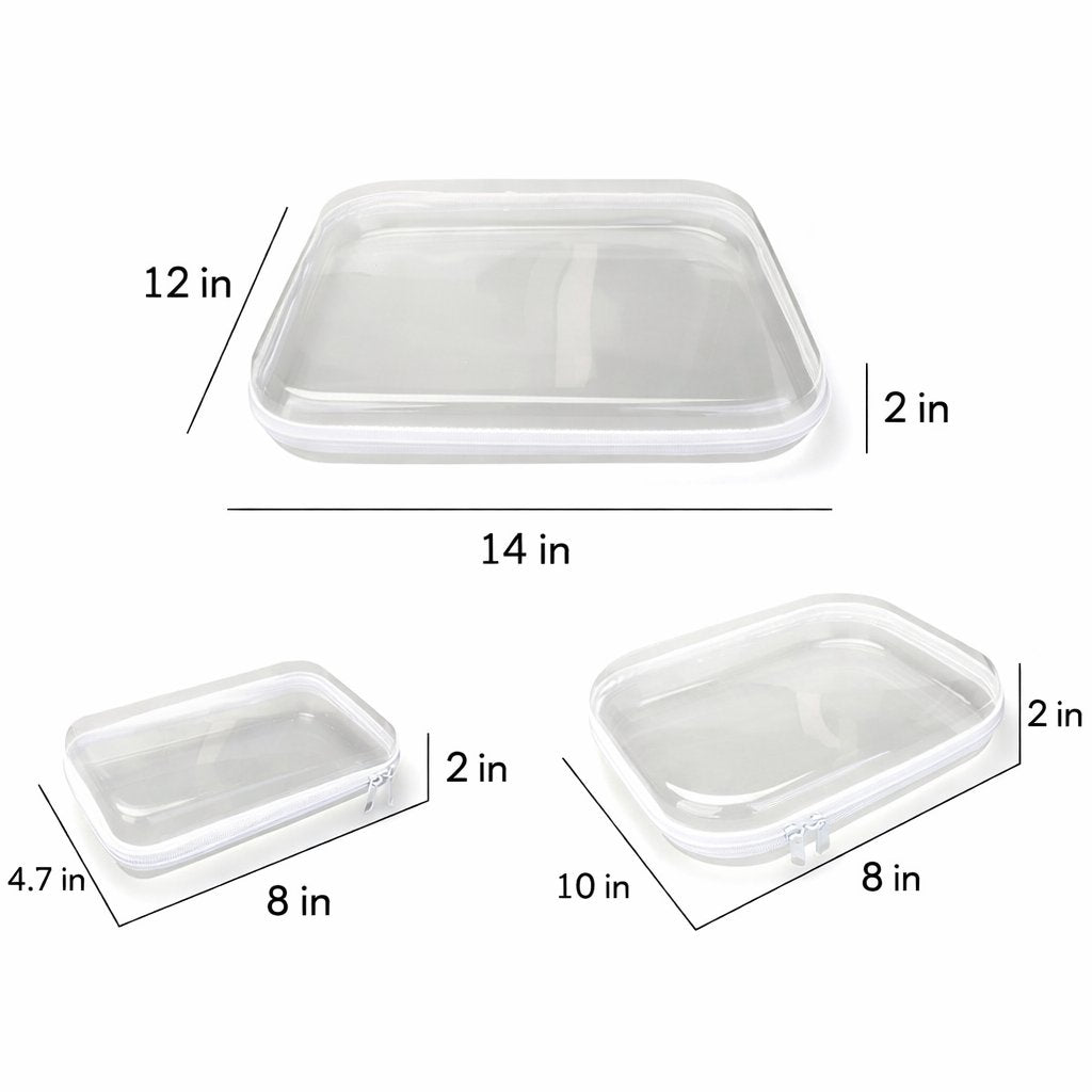 3-Pack Transparent Hard Zipper Storage Bags – Keep Your Essentials Organized, Wherever You Go! ✨