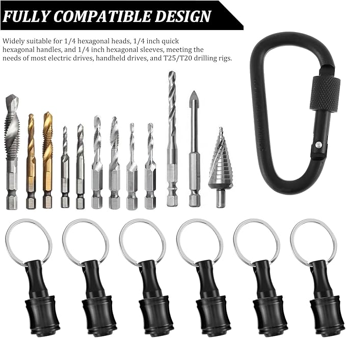 Portable 1/4 Inch Bit Holder Keychain