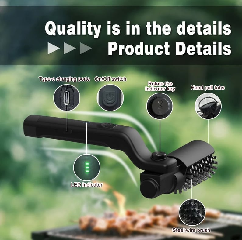 🍖✨Electric Three-Speed BBQ Brush – Effortless Cleaning for Your Grill