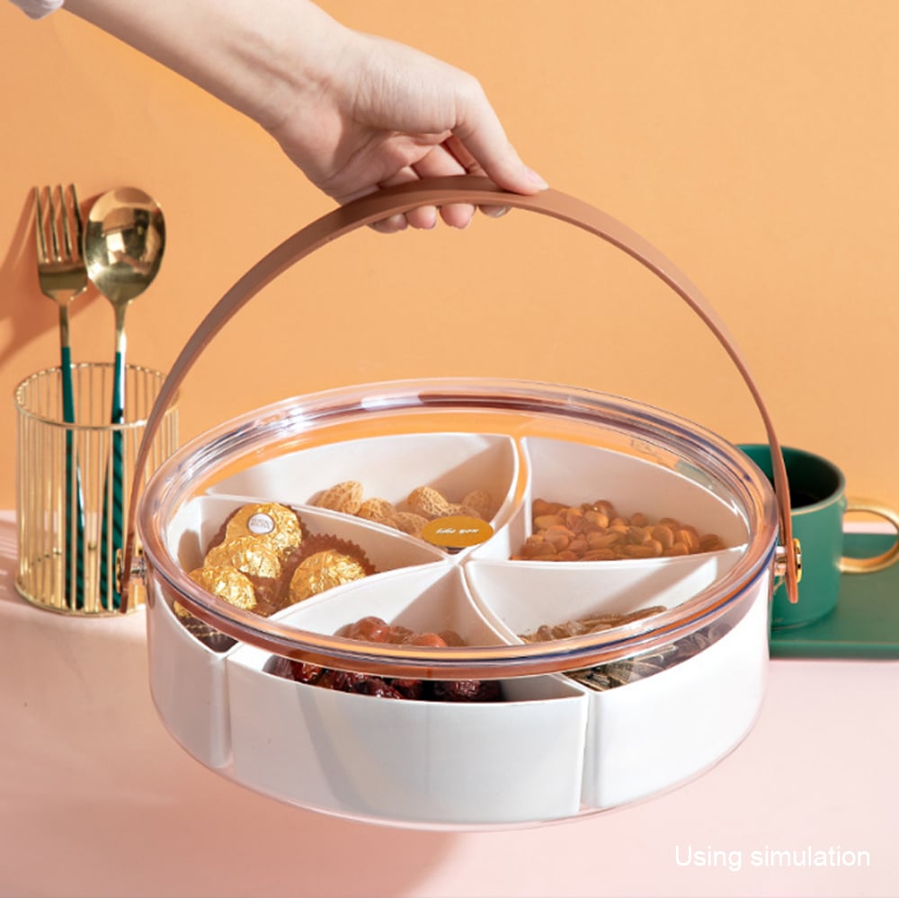 🍽️ Portable Divided Snack Tray with Lid & Handle