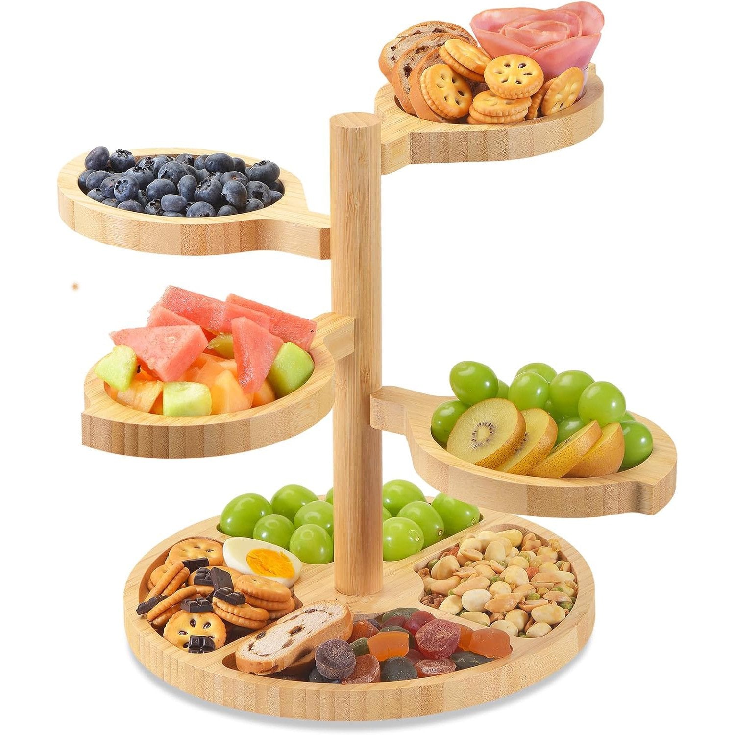 🌿 Bamboo Tiered Snack & Cheese Tray