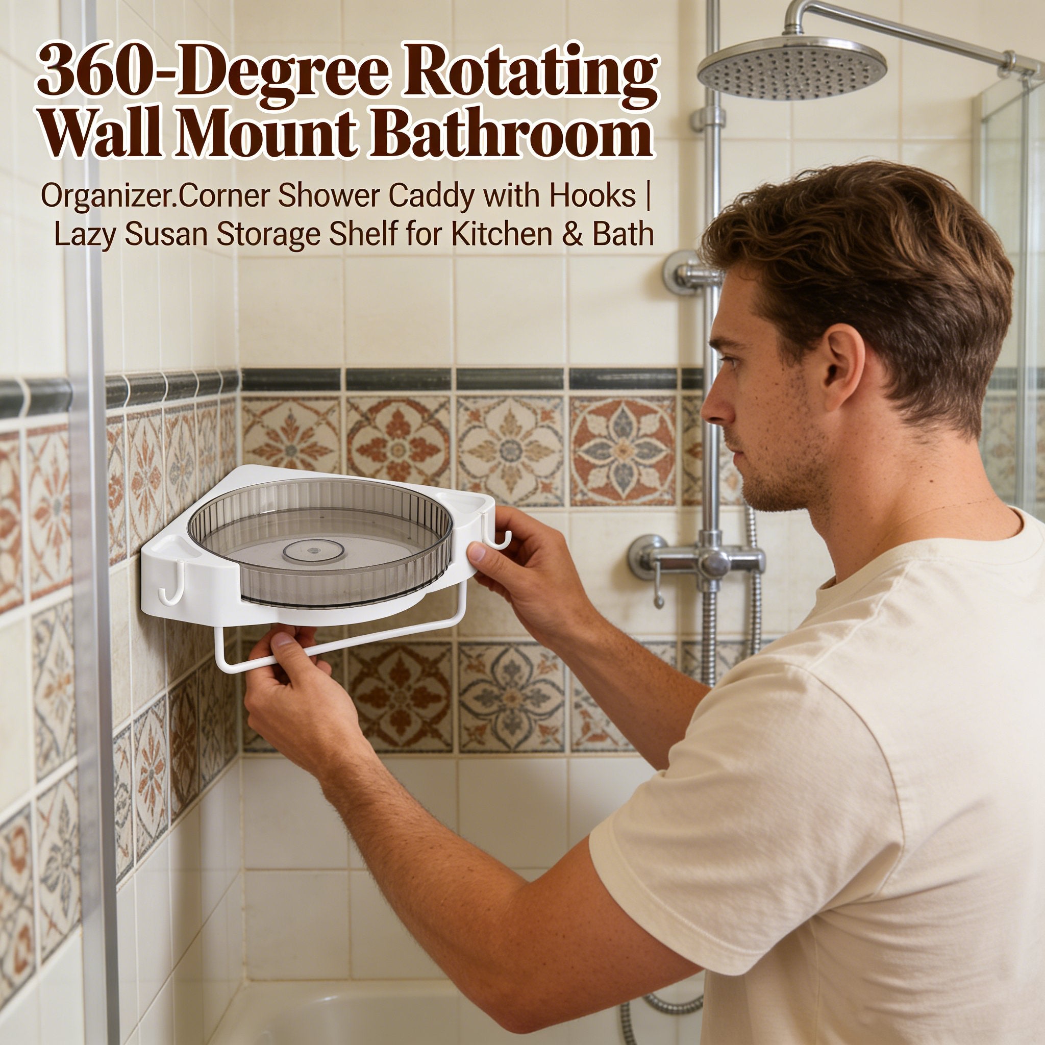 🚿 360-Degree Rotating Wall Mount Bathroom Organizer