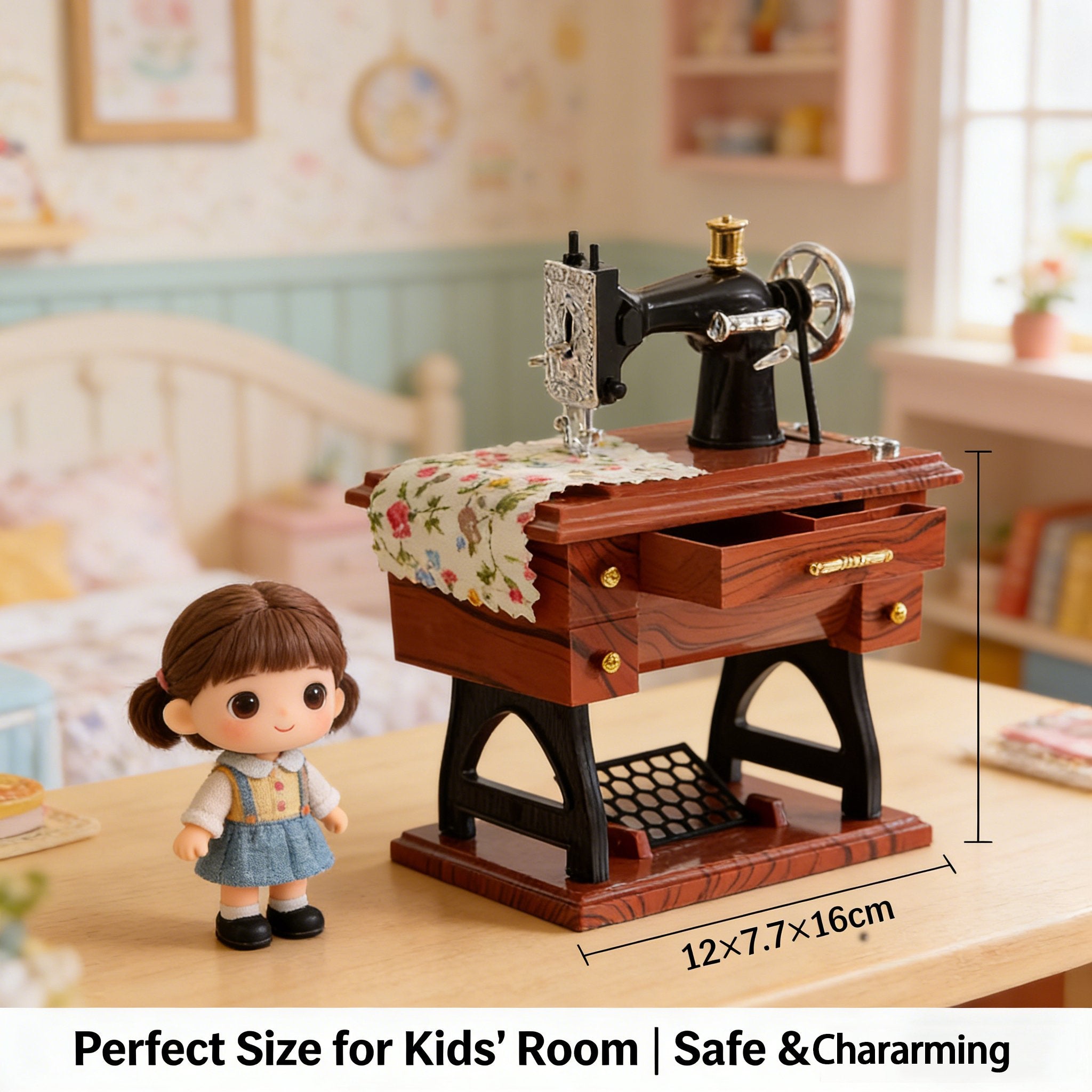 Mini Sewing Machine Clockwork Music Box🧵✨