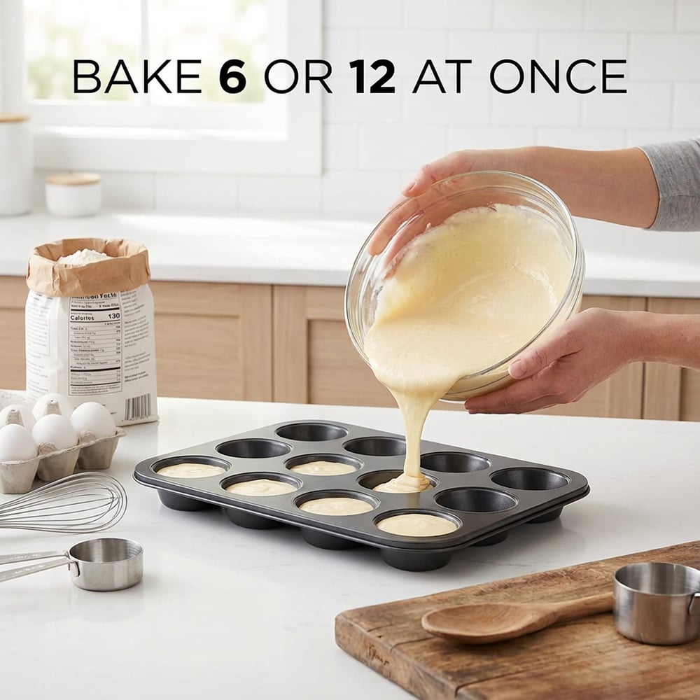 Non-Stick Baking Pans, Easy to Clean and Perfect for Making Jumbo Muffins,Cupcakes or Mini Cakes