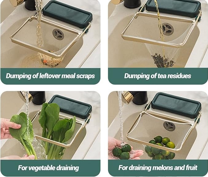 Triangular Corner Sink Organizer with Hanging Hooks