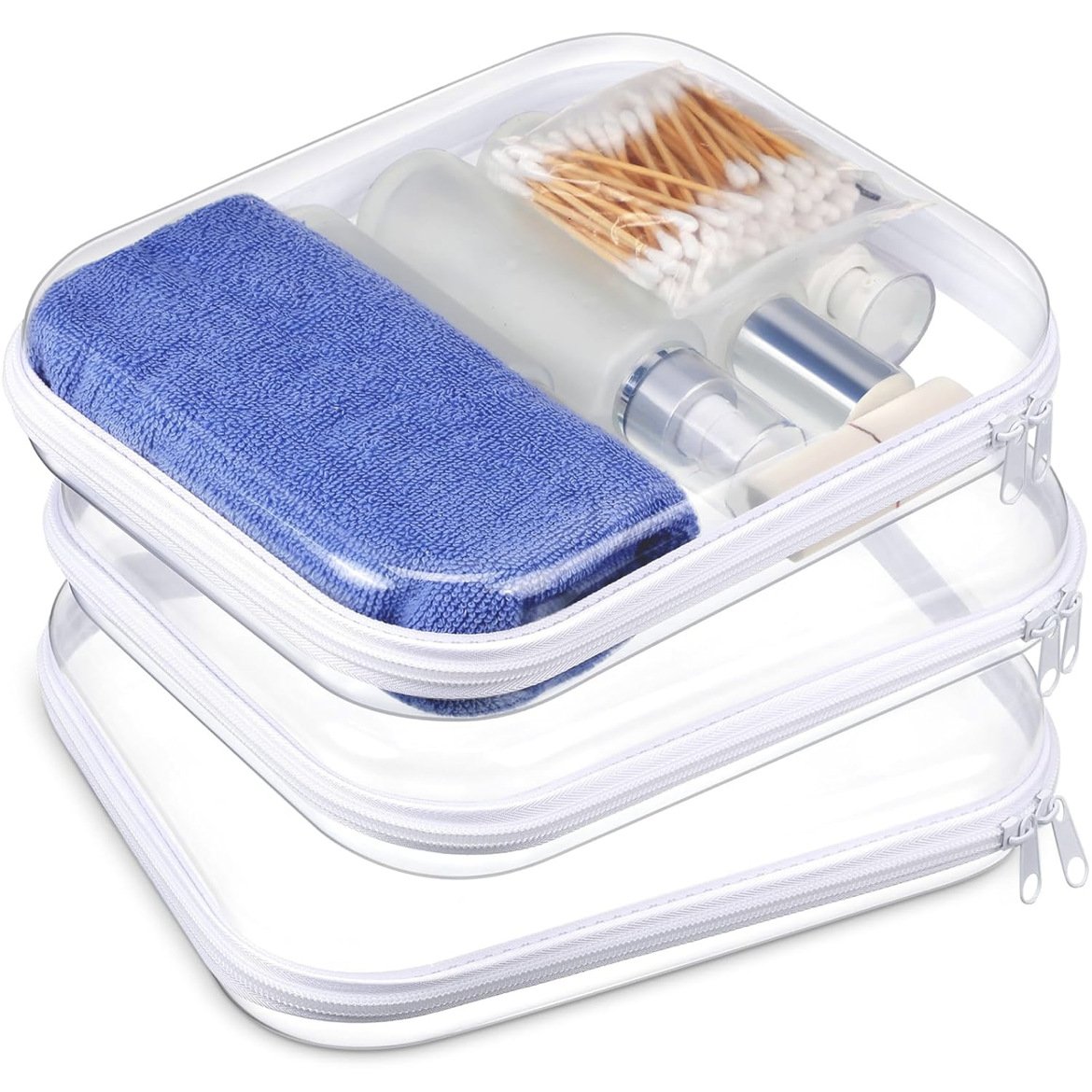 3-Pack Transparent Hard Zipper Storage Bags – Keep Your Essentials Organized, Wherever You Go! ✨