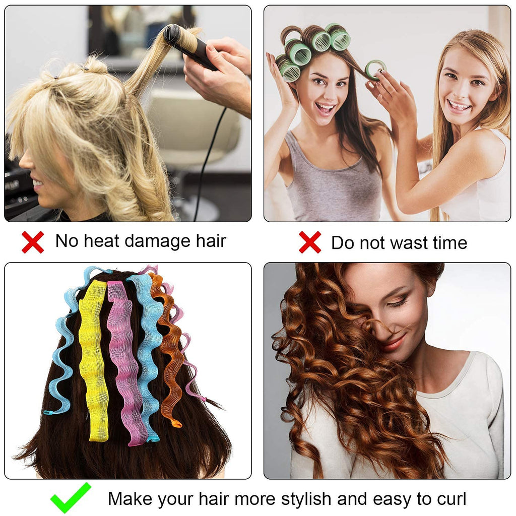 24pcs Heatless Hair Curlers Wave Formers – Perfect Curls Without Heat Damage!