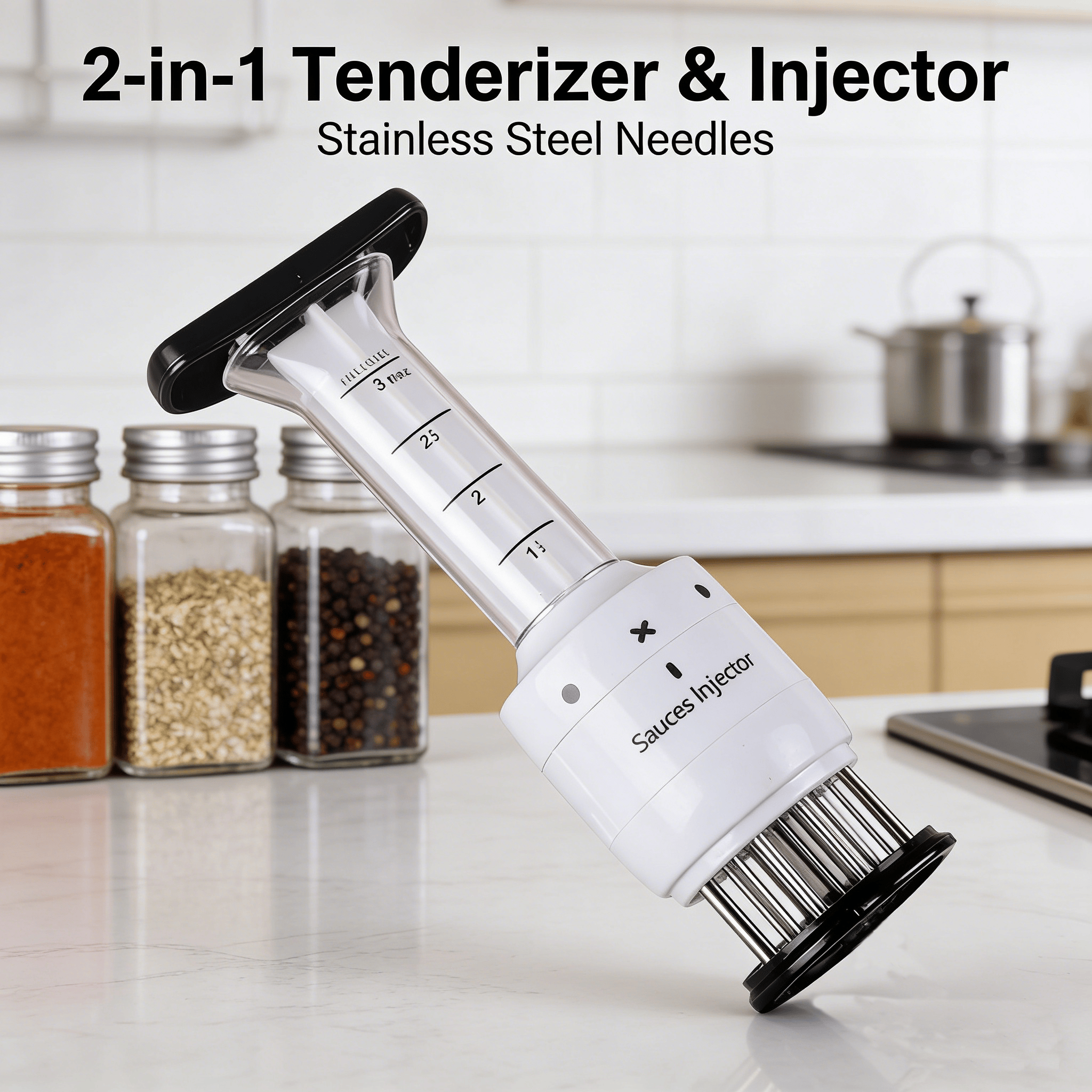 🍖 2-in-1 Meat Tenderizer & Marinade Injector
