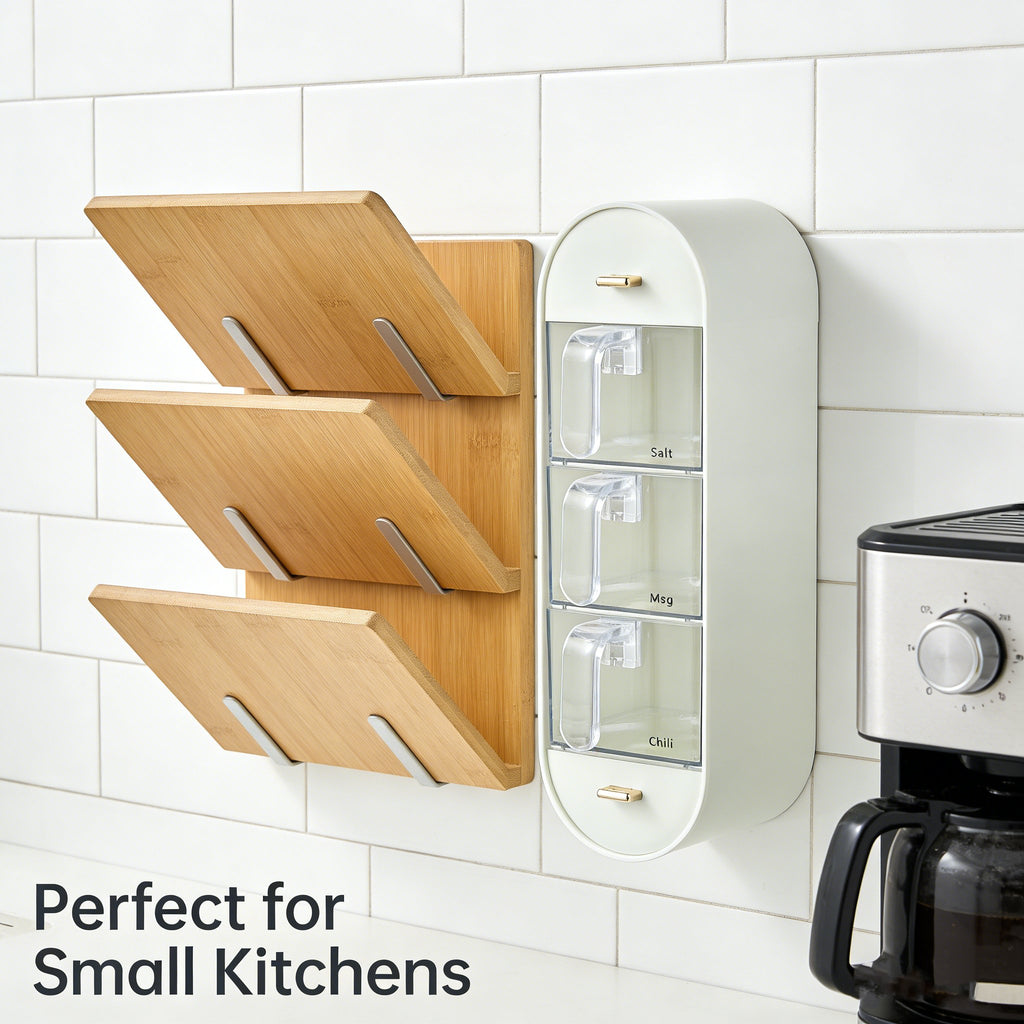 🧂Punch-free wall-mounted spice storage box