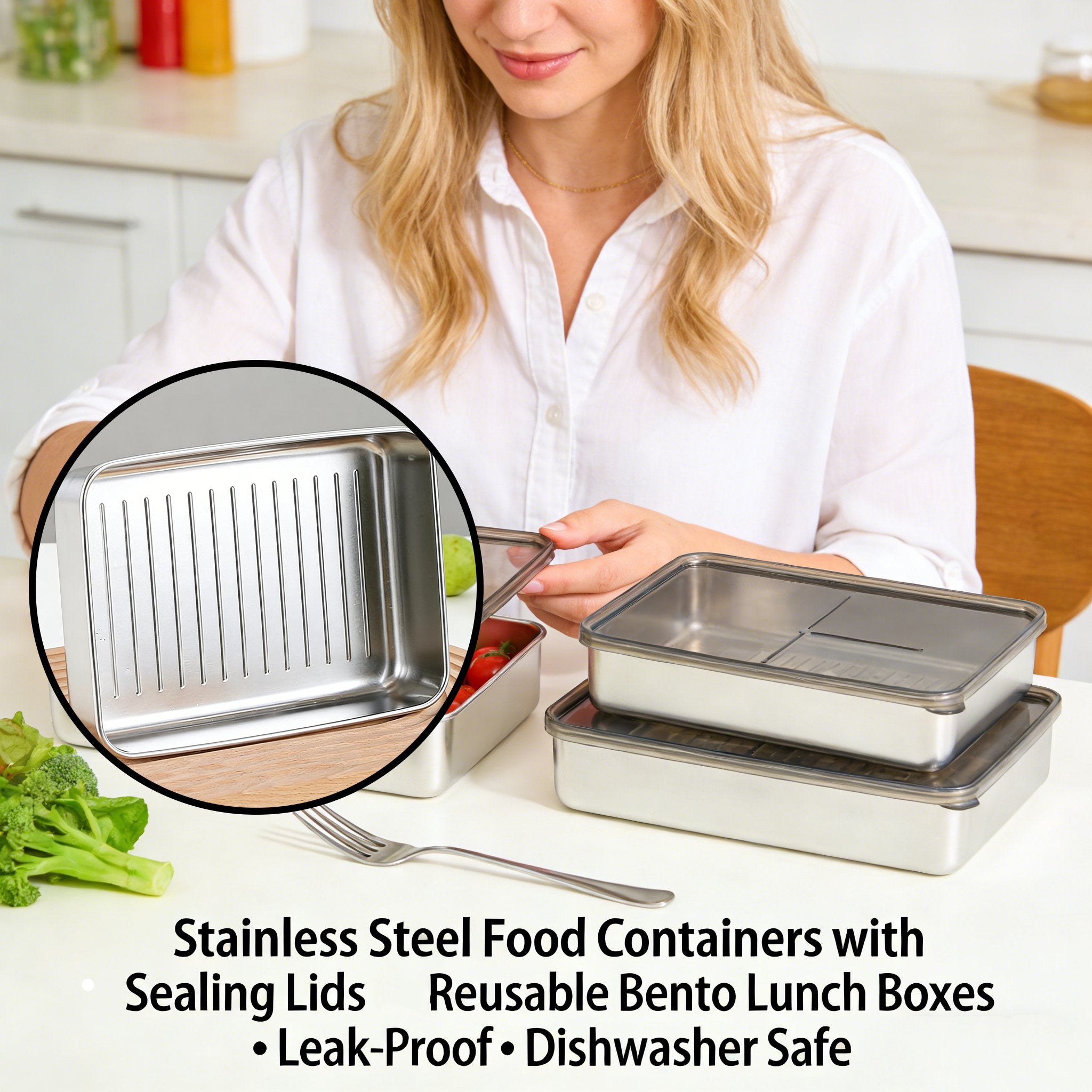 Stainless Steel Food Containers with Sealing Lids🥗