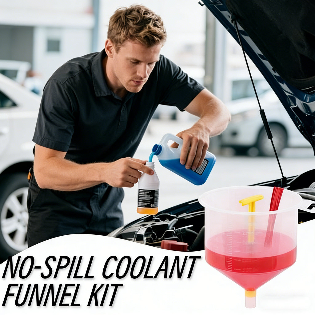 🚗12 PCS No-Spill Coolant Funnel Kit – Universal Radiator Filling Tool Set