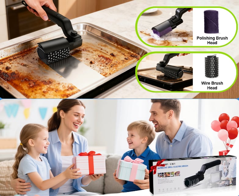 🍖✨Electric Three-Speed BBQ Brush – Effortless Cleaning for Your Grill