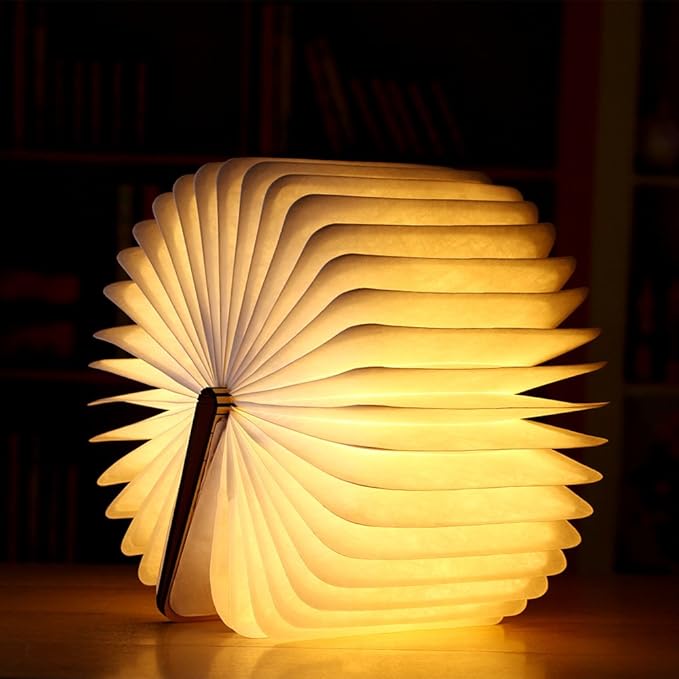 💡📚LOVUMMOR LED Foldable Wooden Book Lamp