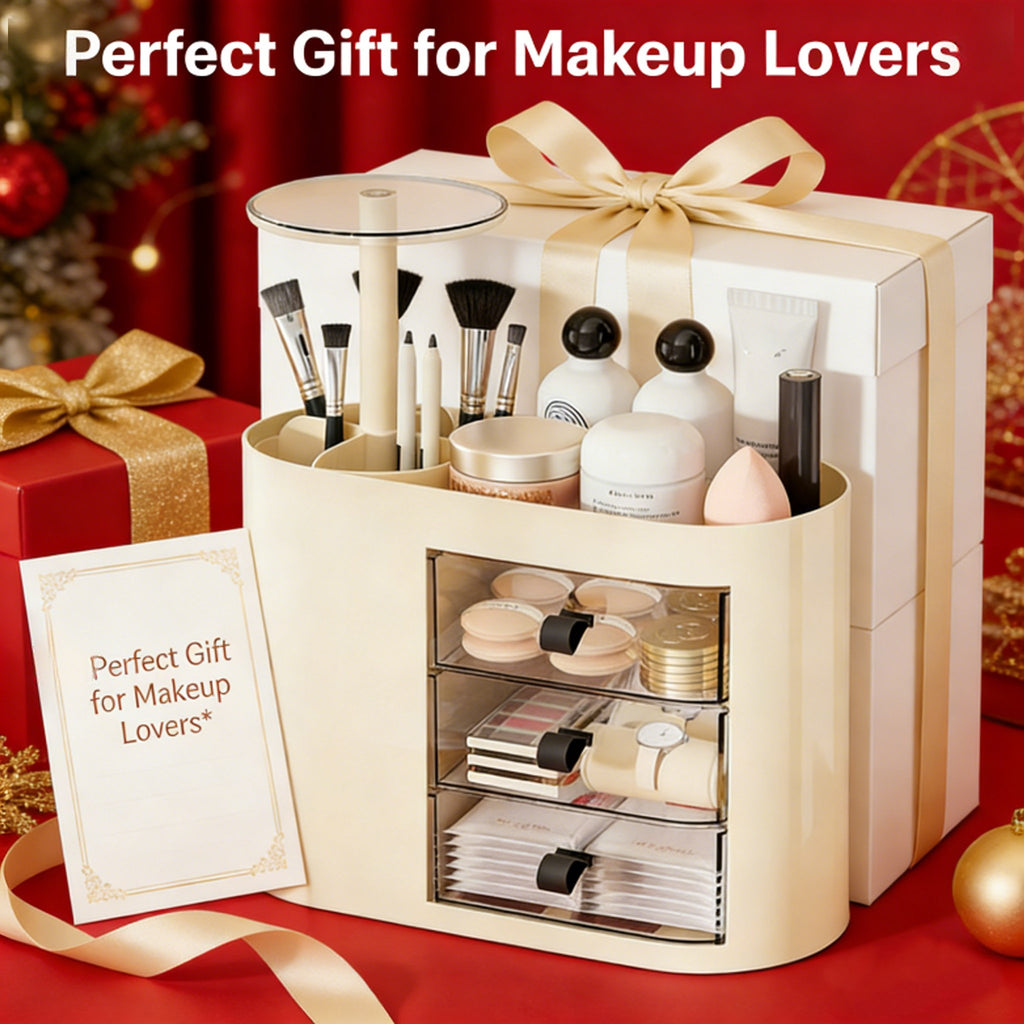Makeup Organizer with Pop-Up Brush Holder