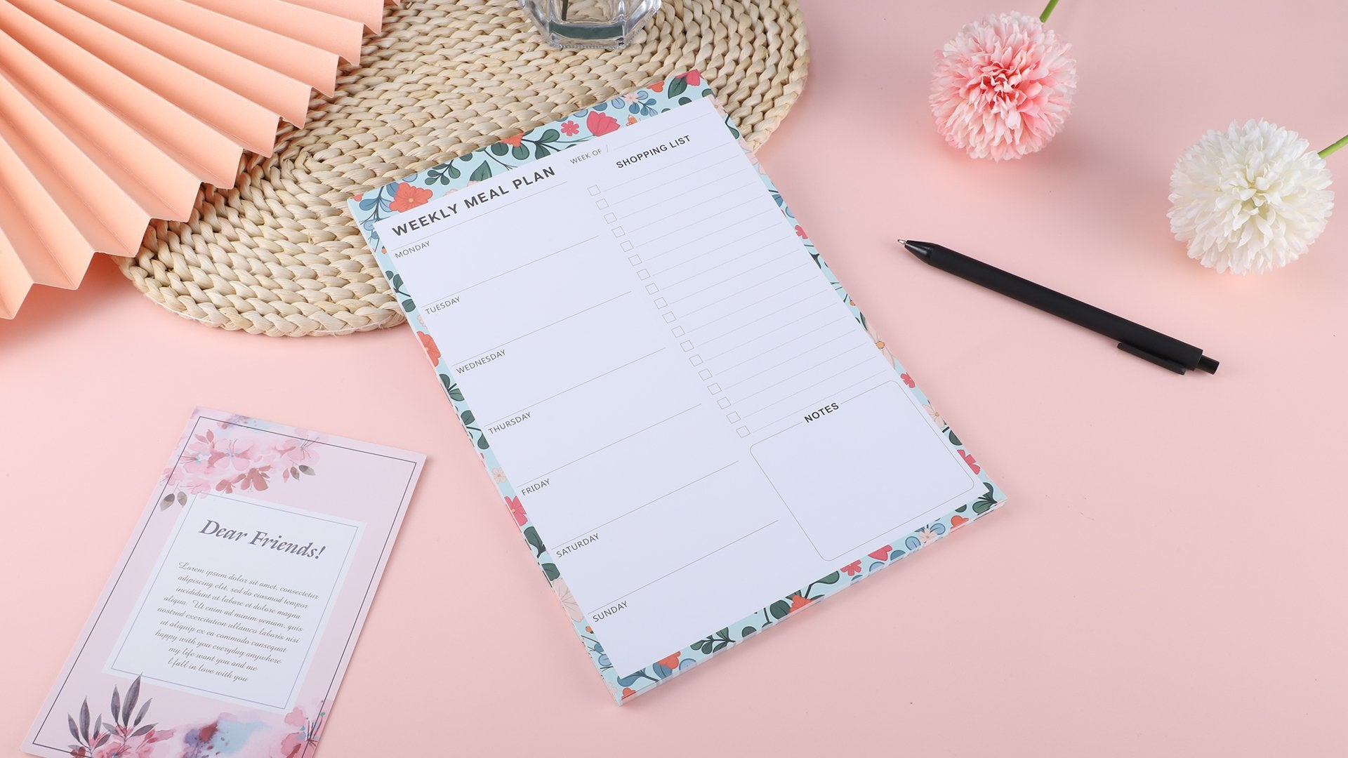 Weekly Meal Planner & Magnetic Shopping List Pad - 60 Sheets | Tear-Off Design