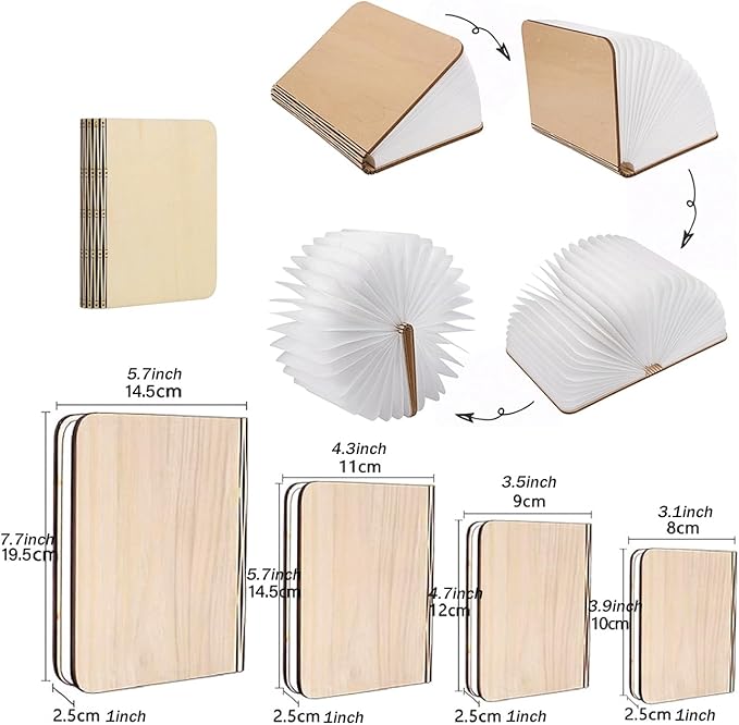 💡📚LOVUMMOR LED Foldable Wooden Book Lamp