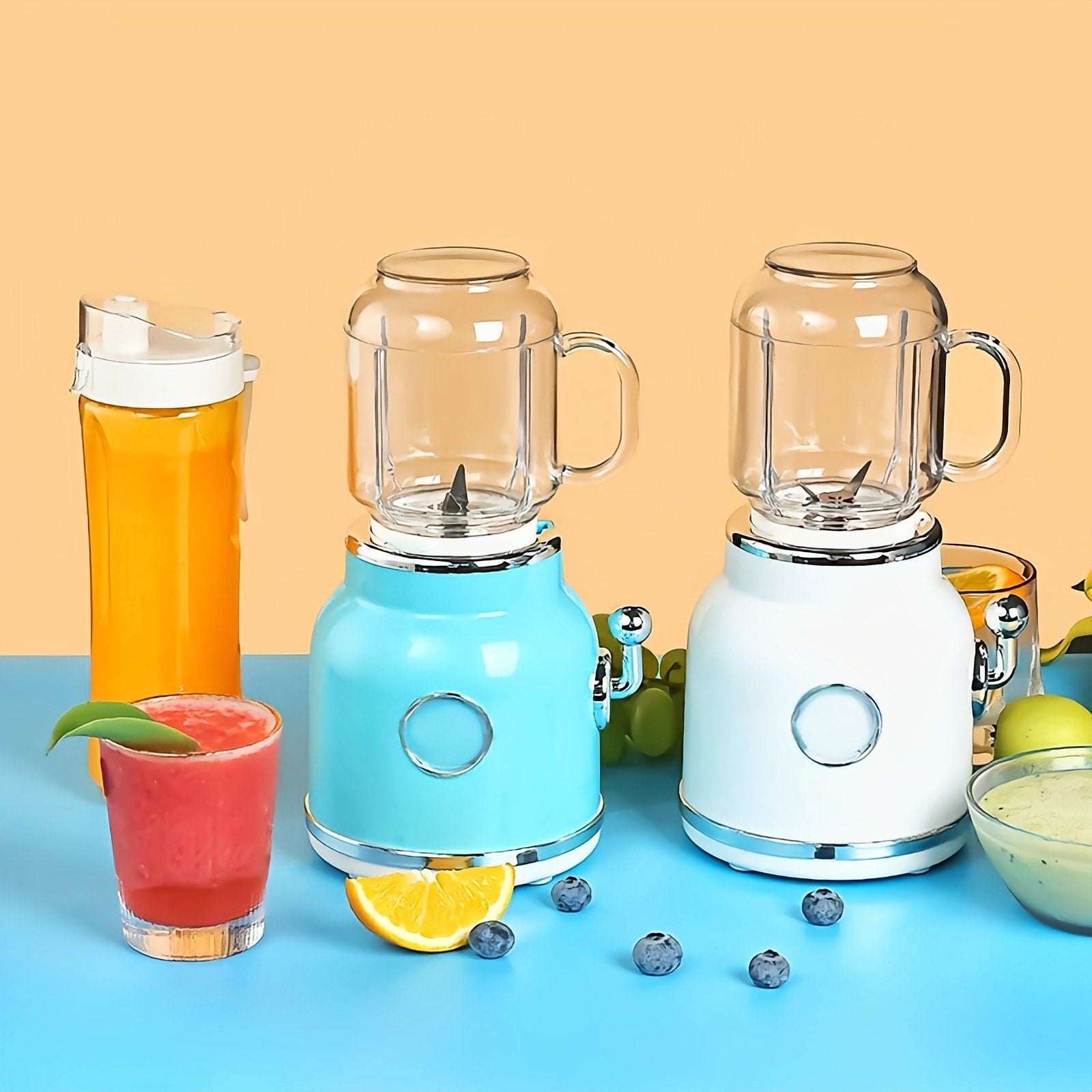 Portable Juicer with Two Cups & Small Ice Blender – Large Capacity, Easy to Clean, Perfect for Campsite Blending 🍹