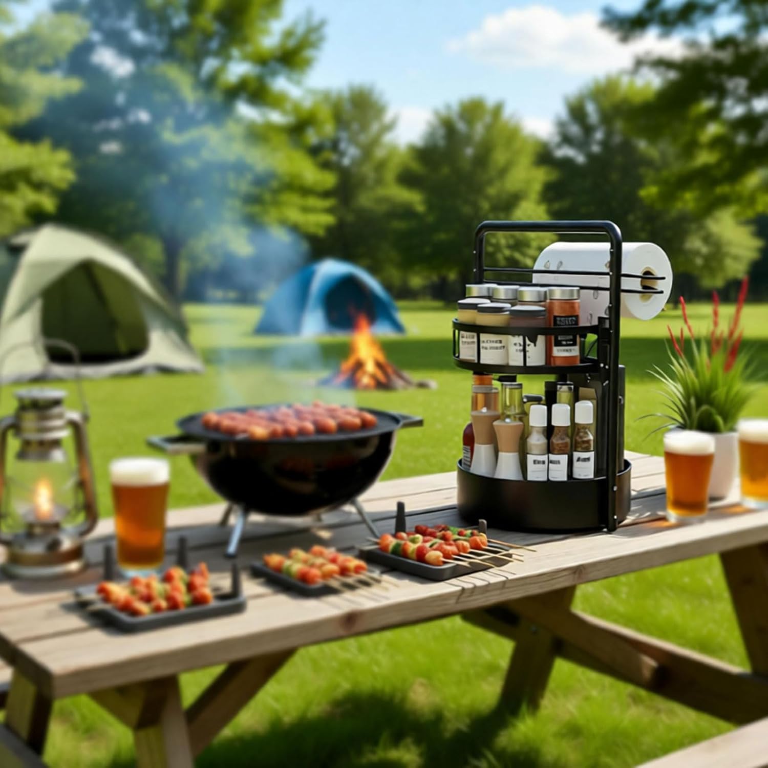 Rotating Spice Rack with Paper Towel Holder🧂🍳