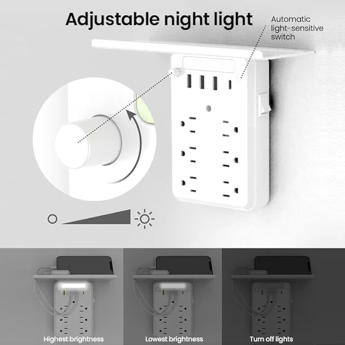 Wall Socket Extender with Shelf & USB Ports – Organize & Power Up Your Space 🌟
