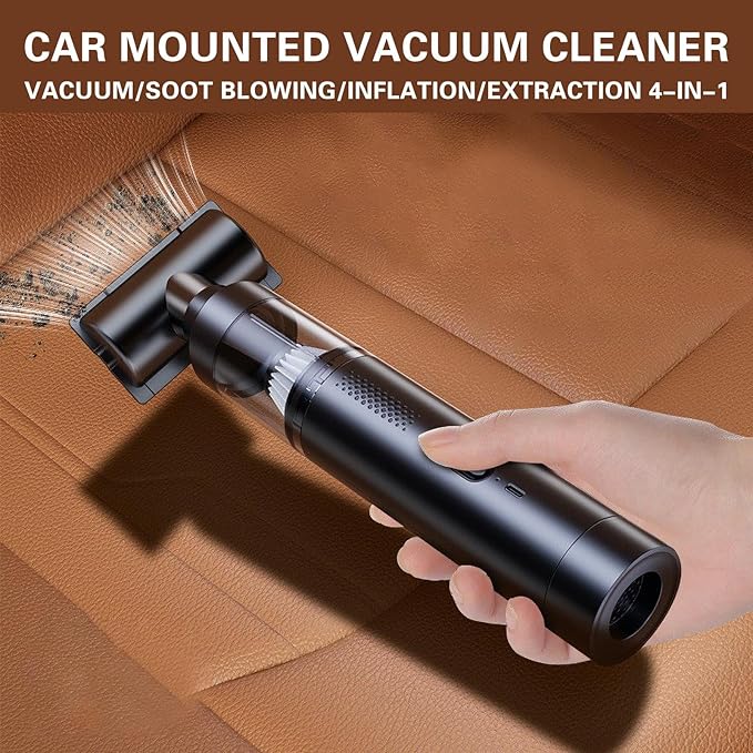 4-in-1 Multi-Function Car Vacuum Cleaner, Portable Air Pump, Wireless Vacuum & Mini Blower