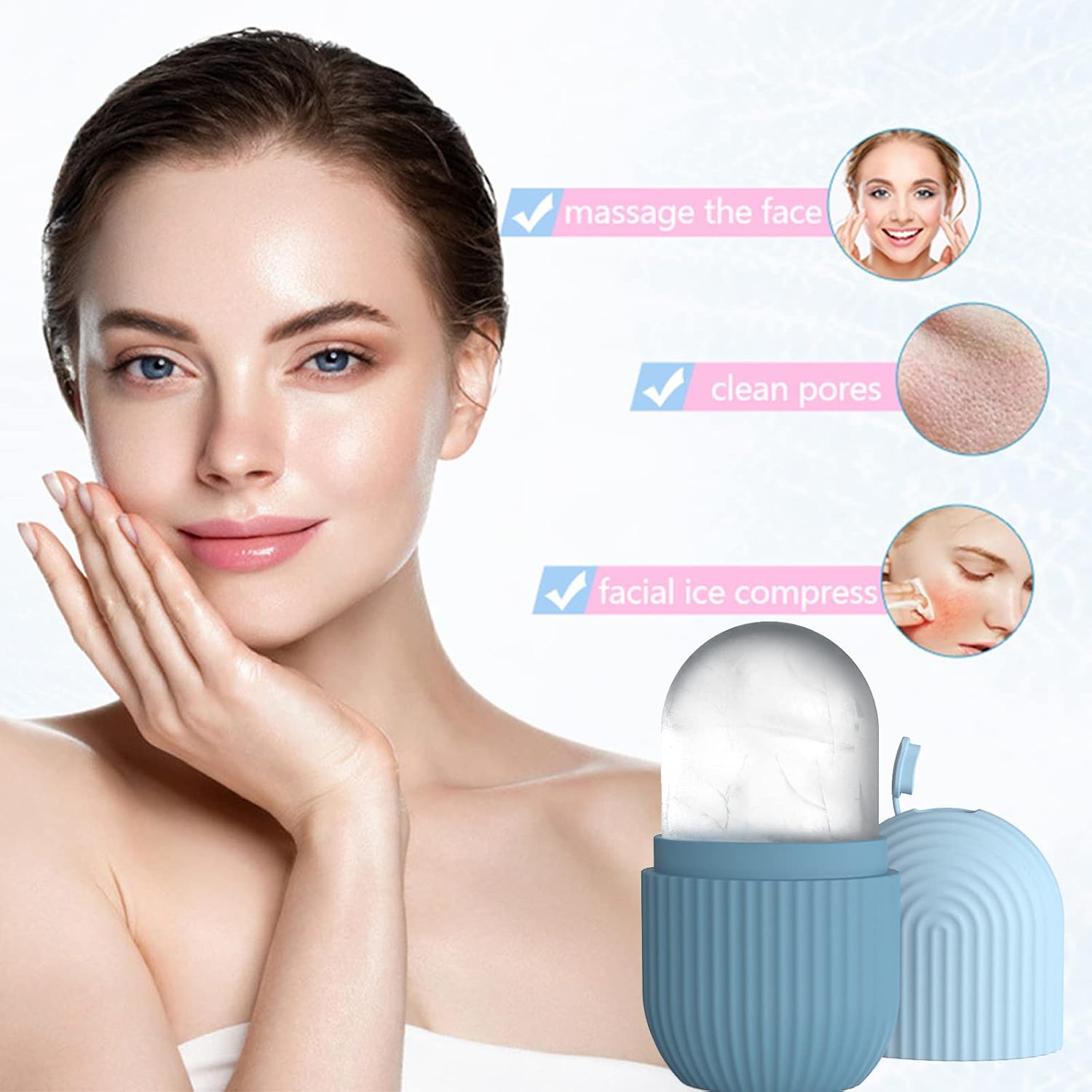 Ice Face Roller - Shrink pores, fight wrinkles, reduce puffiness, improve skin elasticity