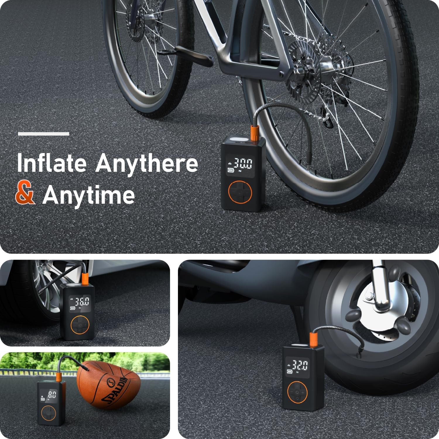 Portable Electric Air Pump with Digital Pressure Gauge