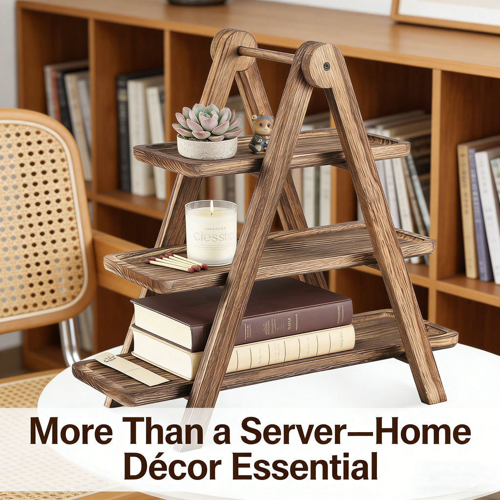 🍰 3-Tier Wooden Serving Tray Set for Parties & Entertaining