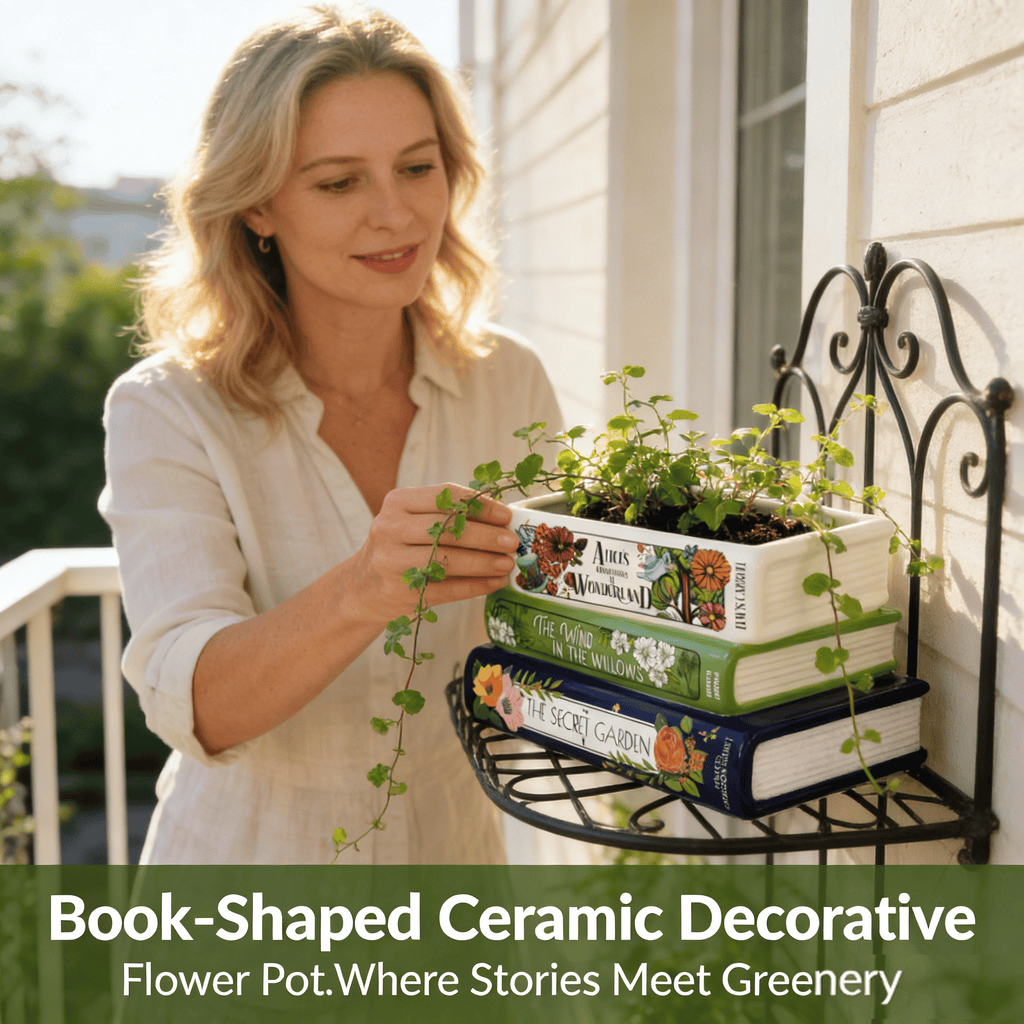 Book-Shaped Ceramic Decorative Flower Pot📚🌿