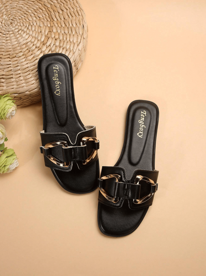 New Arrival: Women's Slip-On Flat Sandals with Metal Buckle – Perfect for Spring & Summer!