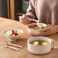 Title: Microwave Ramen Bowl Set – Wheat Straw Instant Noodle Bowl with Handles, Spoon, Chopsticks, Fork