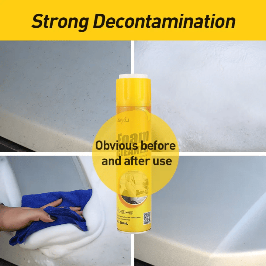 Foam Cleaner Spray for Car Interior & Household Stains | Effective Stain Removal for Seats, Carpets & Upholstery | Easy-to-Use Cleaning Solution