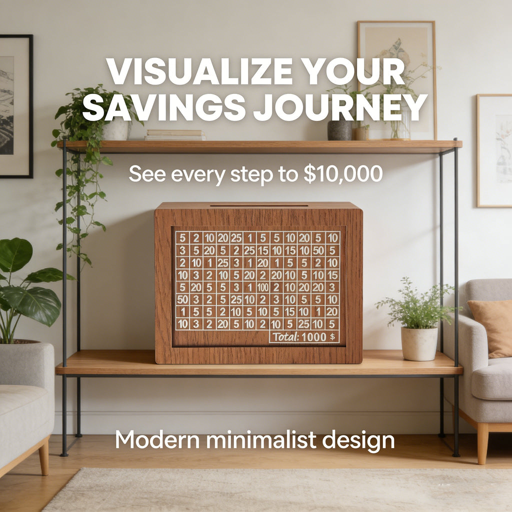 Cash Vault Wooden Savings Box – $10,000 Money Box with Coin Counter