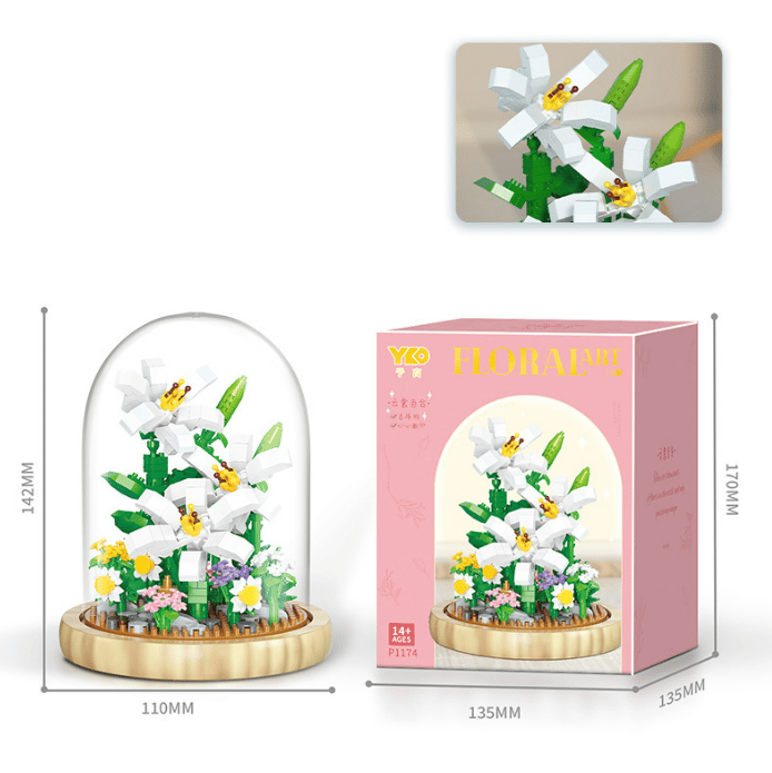 Flower Bouquet Building Kit, Forever Flower Decorated Flower with Dust Cover
